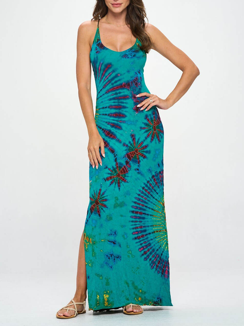 Vestido Maxi Tie Dye Spandex Modo Vacay