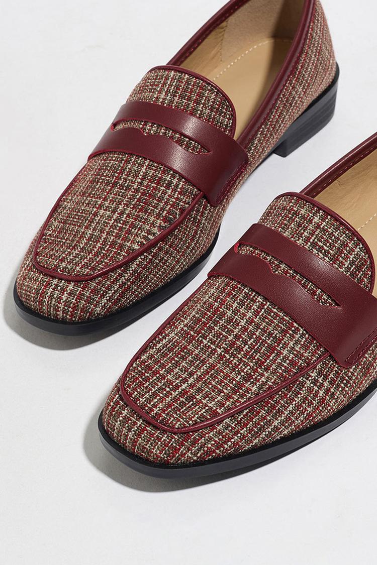 Patchwork Freizeit Outdoor Quadratische Zehen Slipper Loafer