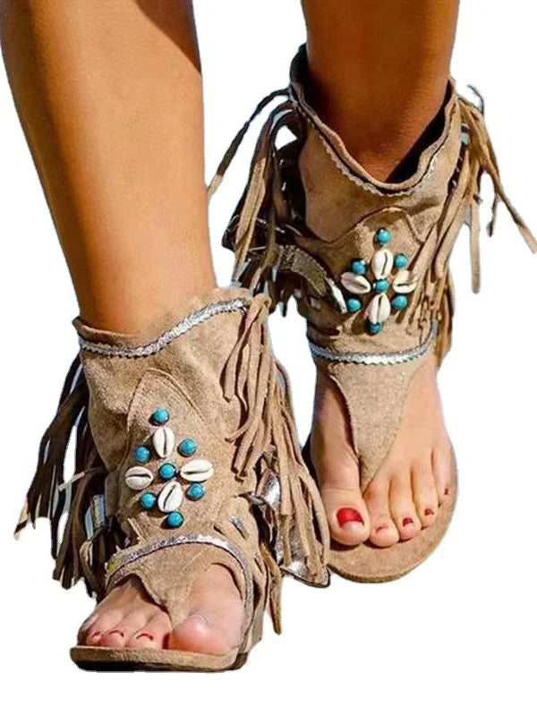 Womens Leopard Print Anti-Slip Flat Sandals Finger Sandals