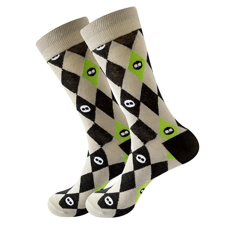 Halbhohe Socken mit Halloween-Element-Hexe-Spukhaus-Kürbis-Vogelscheuchen-Print