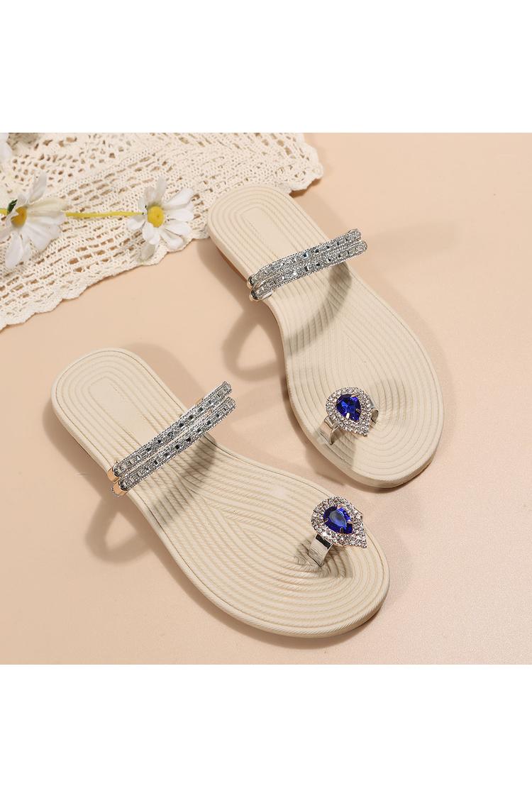 Infradito con strass, sandali casual con cinturino alla caviglia scintillante