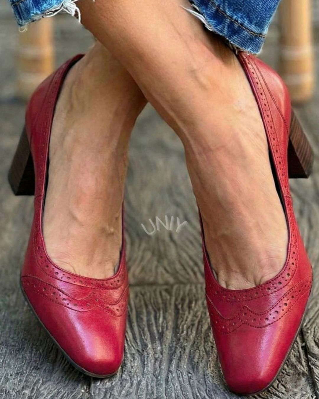 Elegant Burgundy Pointed Toe Vintage Block Heel Pumps [Pre Order]