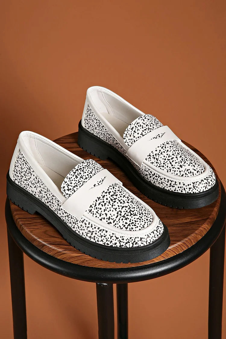 Colorblock Leopard Print Patchwork Round Toe Casual Loafers