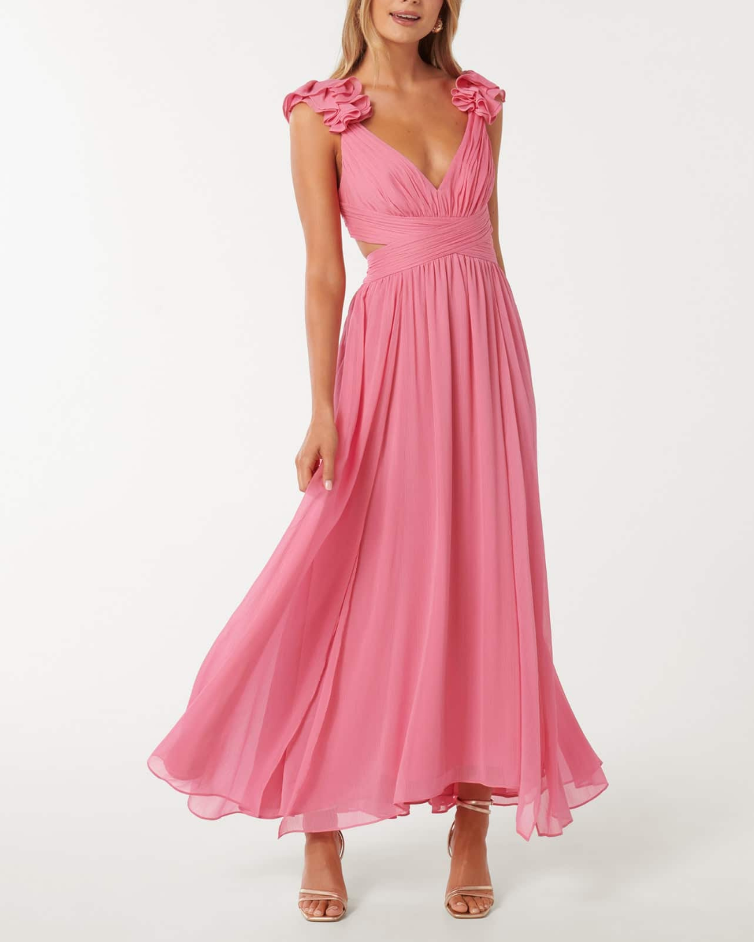 Ruffle Shoulder Maxi Dress