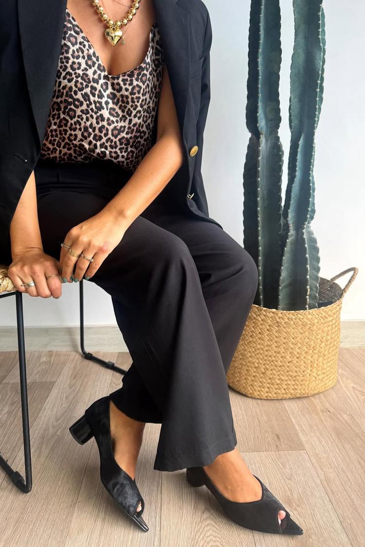 Scarpe con tacco largo e punta aperta, nere, tinta unita [Pre-ordine]