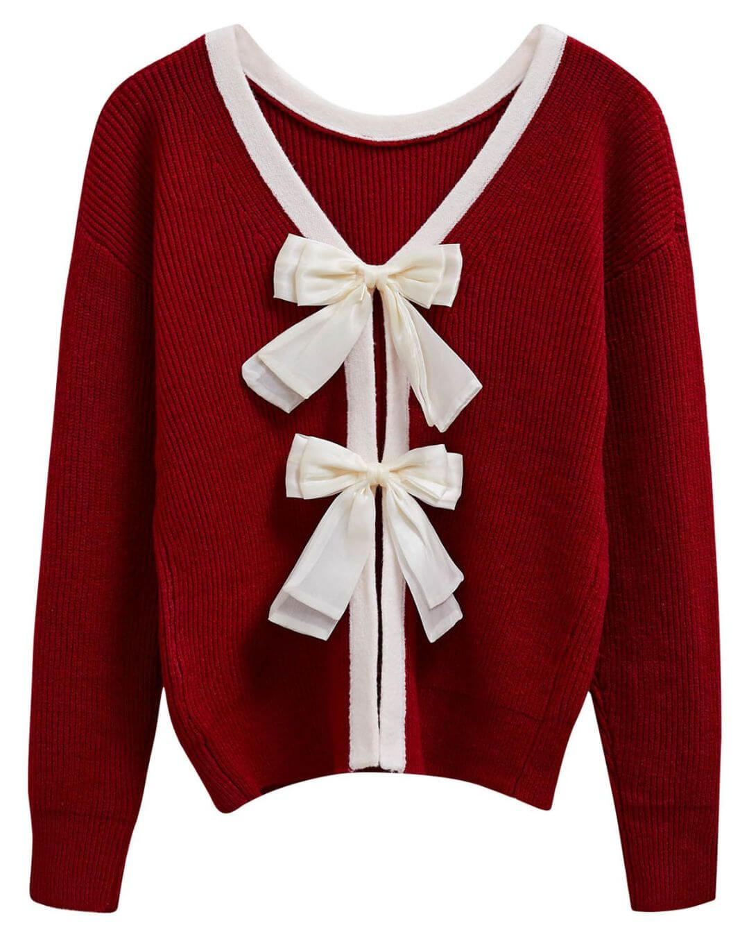 Top in maglia a contrasto con schiena scoperta e dettaglio a fiocco 