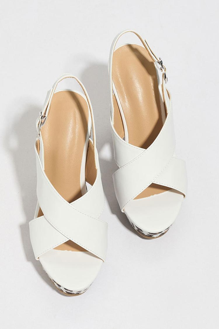 Talons compensés à bride arrière avec boucle, bout ouvert et imprimé léopard