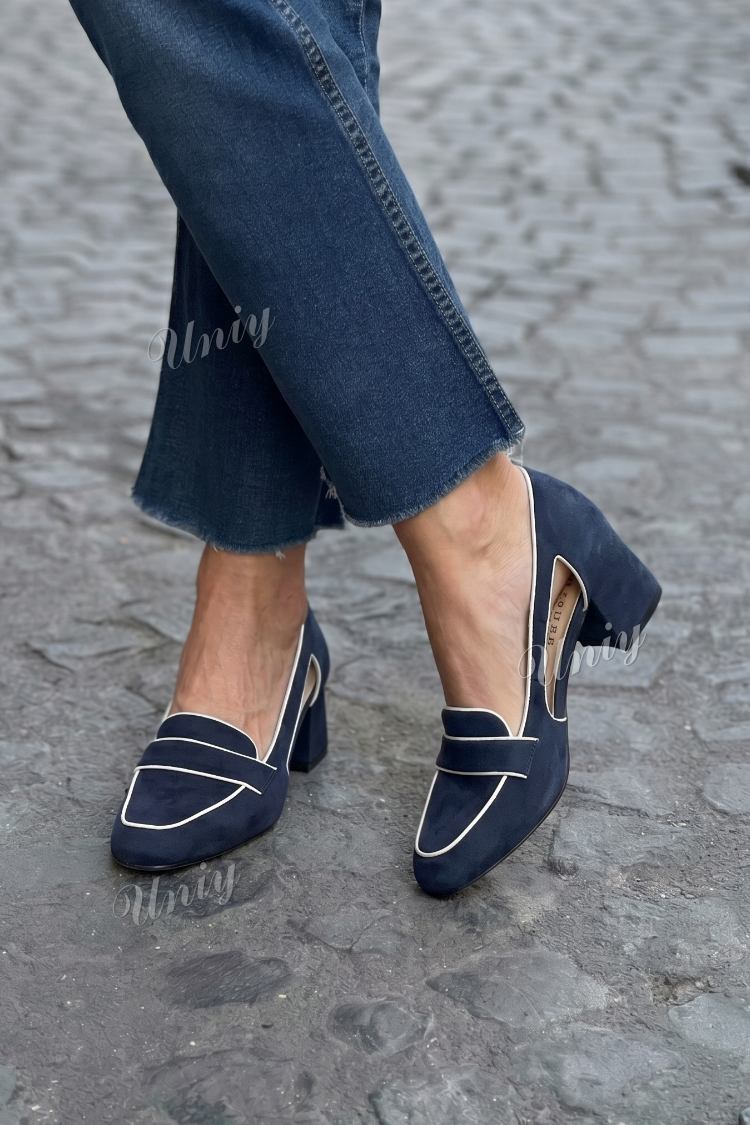 Cutout Almond Toe Block Heel Loafer Pumps [Pre Order]