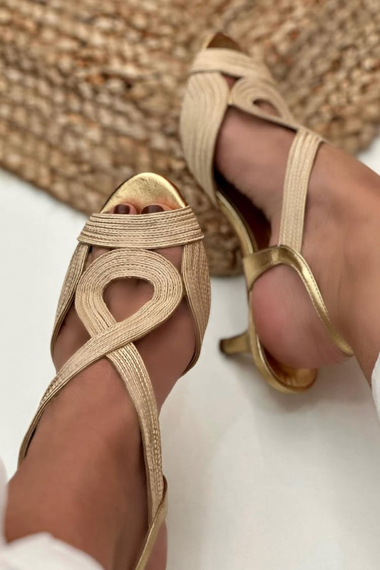 Braided Crisscross Peep Toe Slingback Kitten Heels [Pre Order]