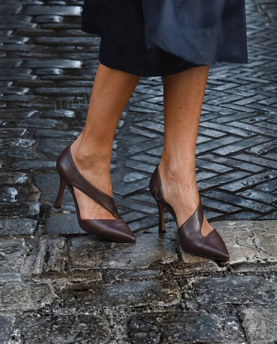 Asymmetric CutoutPointed Toe Stiletto High Heel Pumps [Pre Order]
