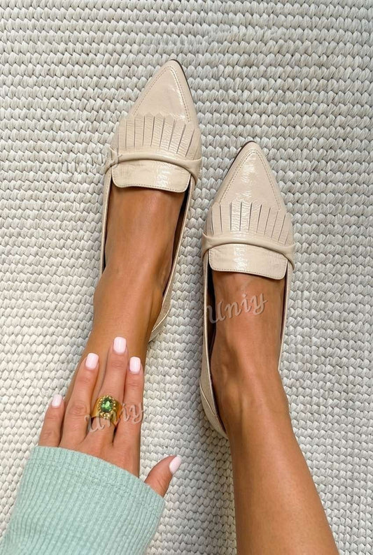 Fringed Pointed Toe Flat Dress Loafers [Pre Order]
