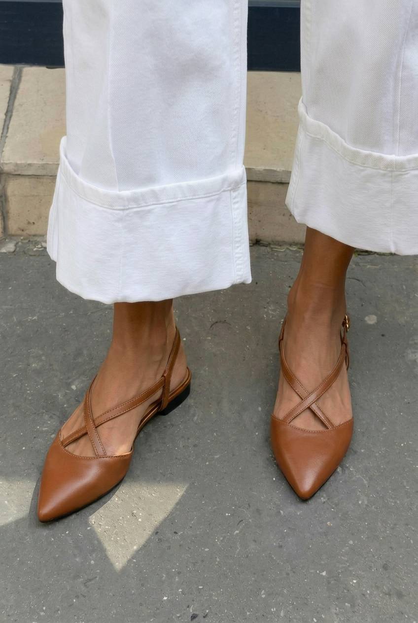 Crisscross Pointed Toe Slingback Casual Flats [Pre Order]