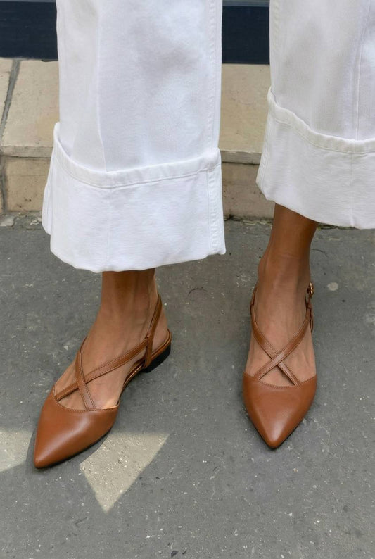 Crisscross Pointed Toe Slingback Casual Flats [Pre Order]