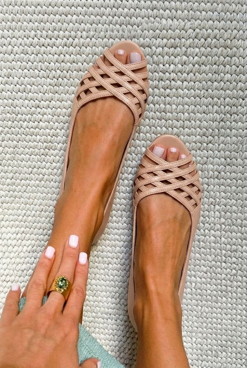 Strappy Crisscross Peep Toe Flat Casual Sandals [Pre Order]