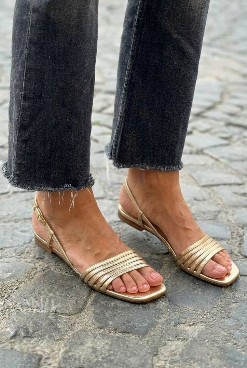 Strappy Square Toe Flat Slingback Sandals [Pre Order]