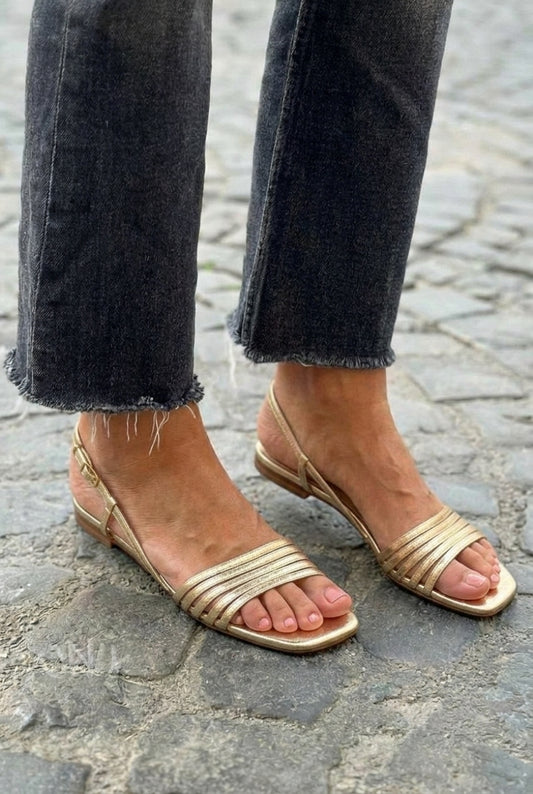 Strappy Square Toe Flat Slingback Sandals [Pre Order]