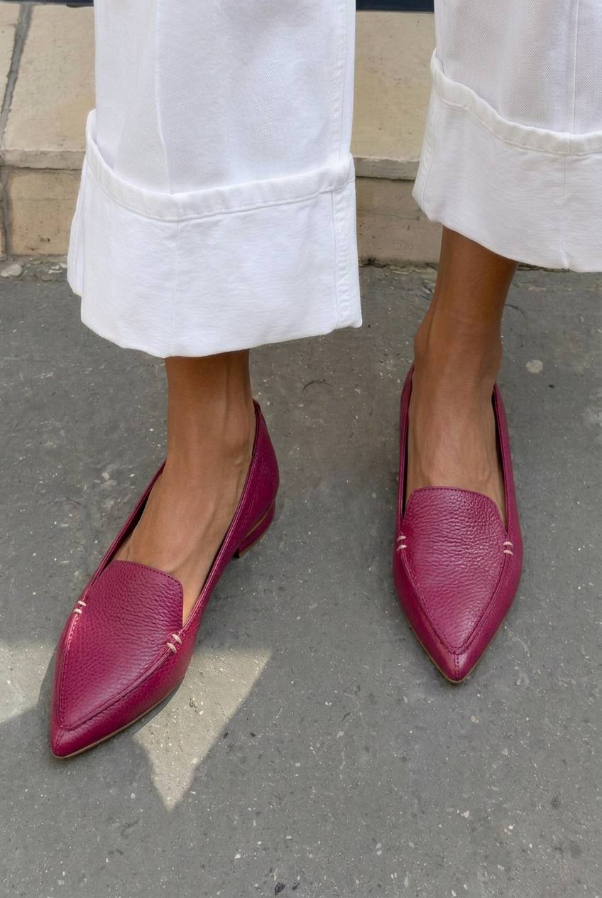 Stitched Pointed Toe Low Heel Loafers [Pre Order]