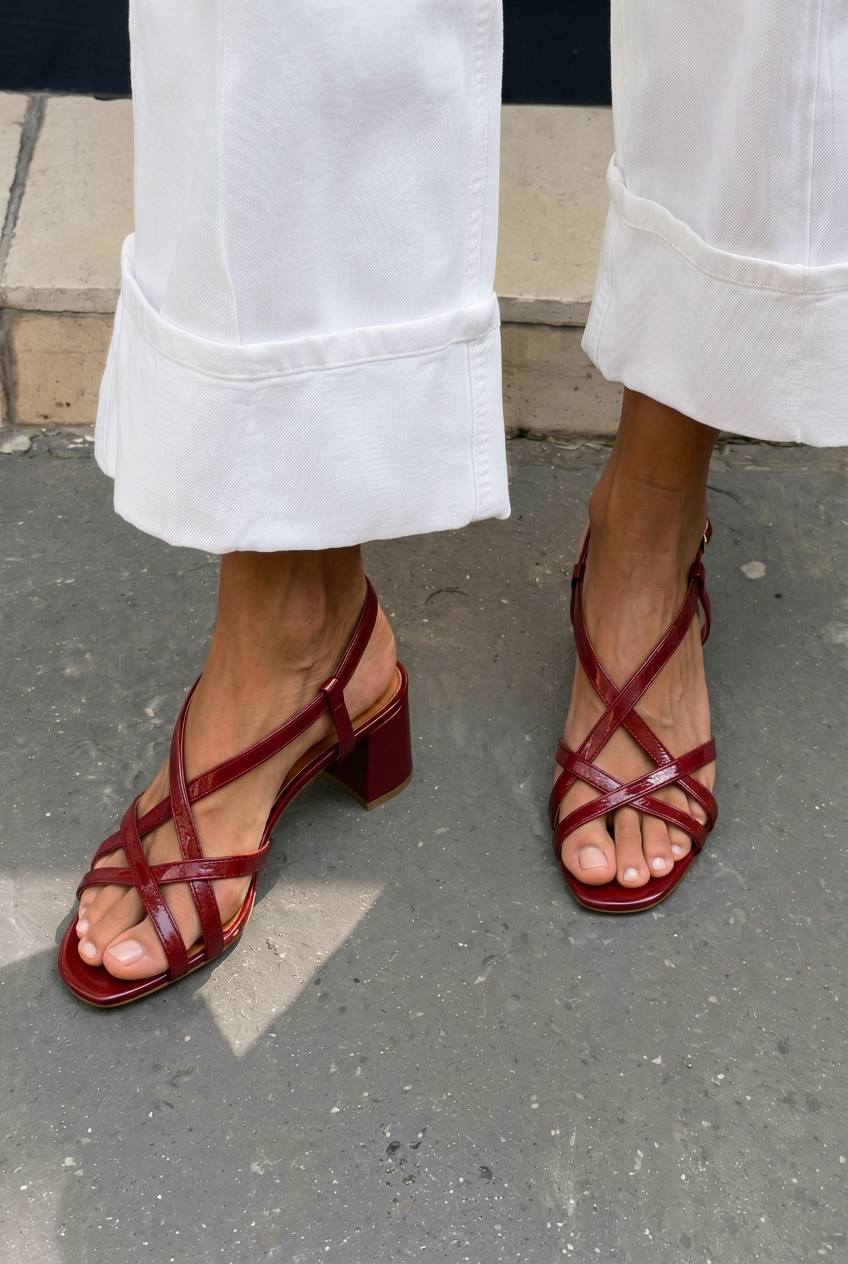 Patent Crisscross Square Toe Slingback Block Heels [Pre Order]