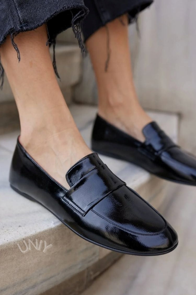 Solid Color Polished Leather Versatile Penny Loafers [Pre Order]
