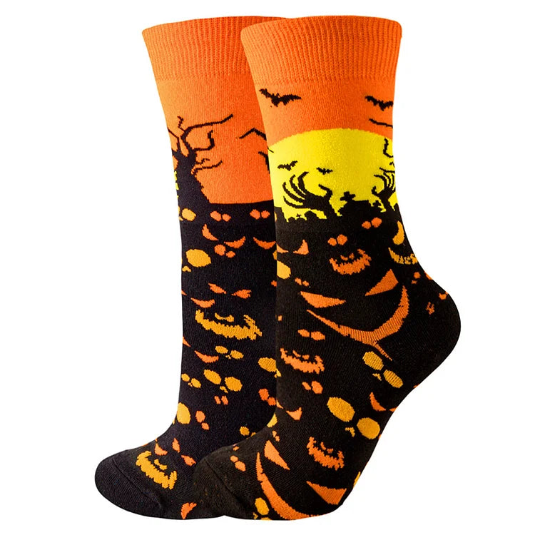 Calcetines con estampado de esqueleto, fantasma y calabaza de terror para Halloween 