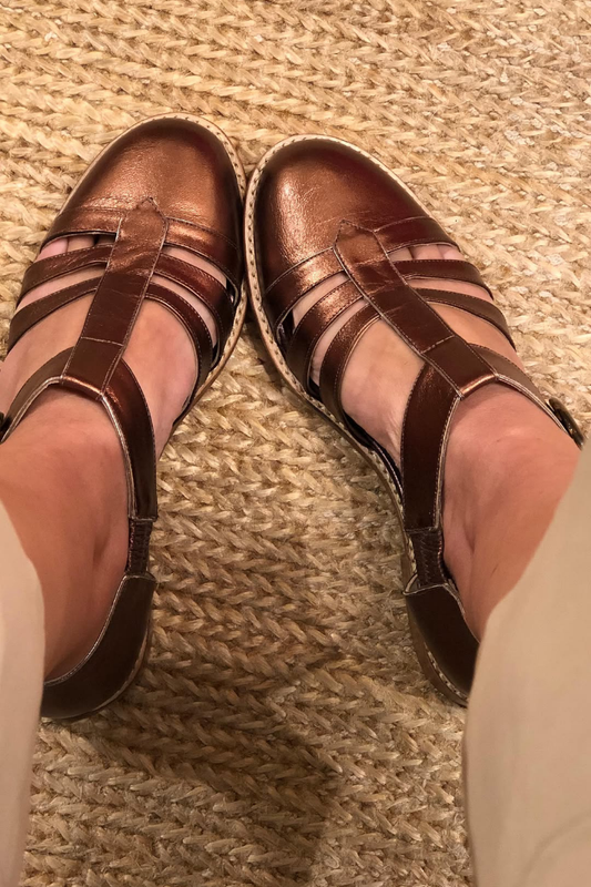 Scarpe basse casual in pelle con cinturini in bronzo [Pre-ordine]