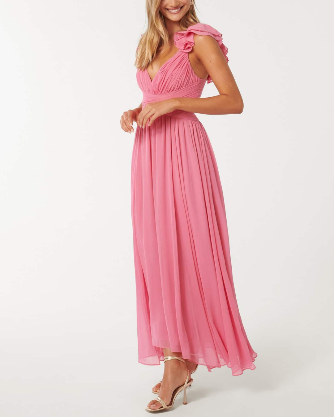 Ruffle Shoulder Maxi Dress