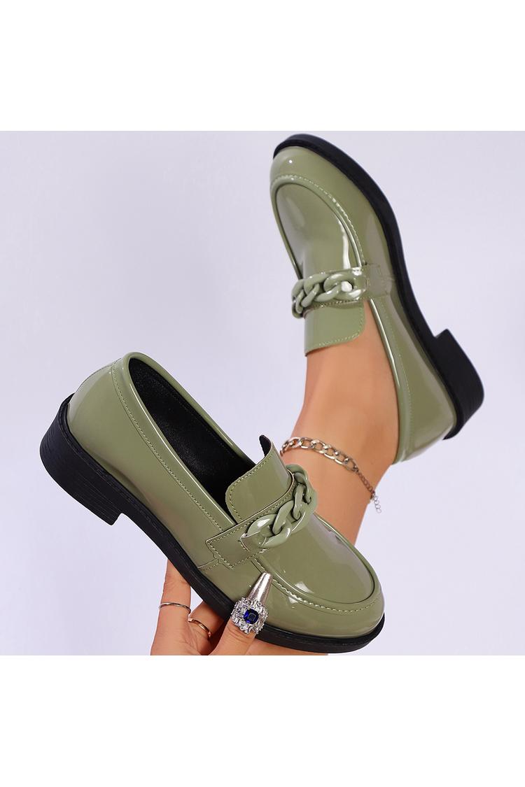 Metallkette Dekor Einfarbig Patchwork Rundspitze Freizeit Loafer