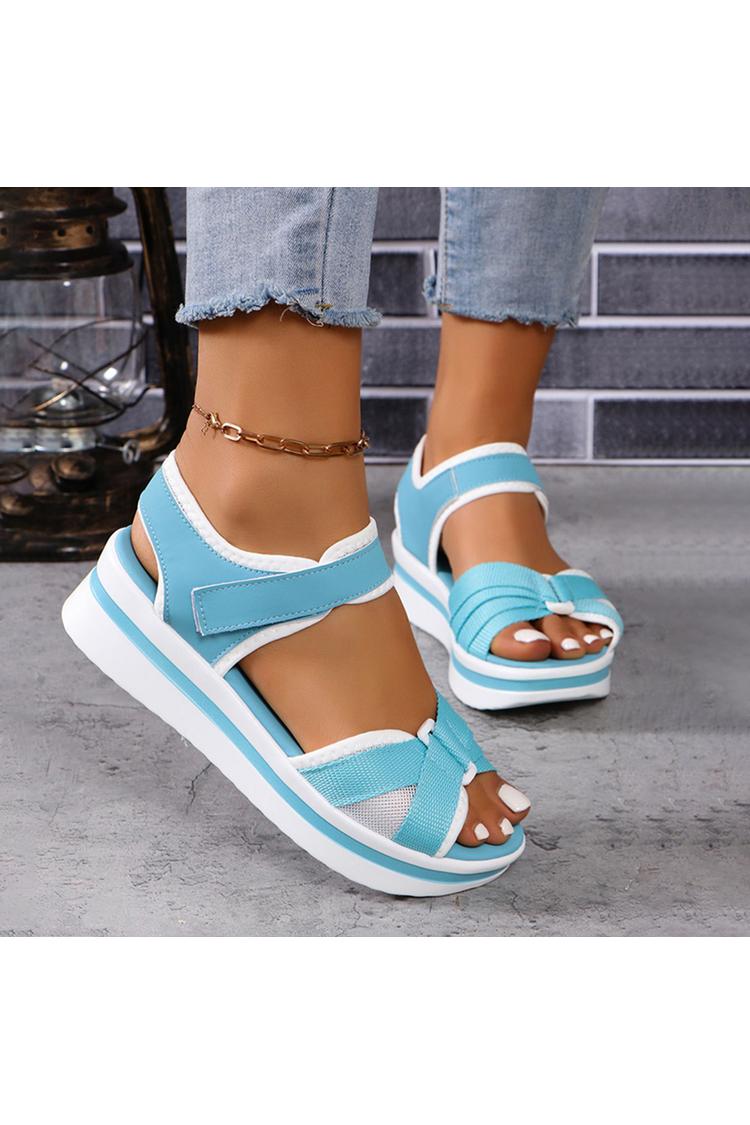 Sandali casual con plateau e punta tonda con patchwork colorblock