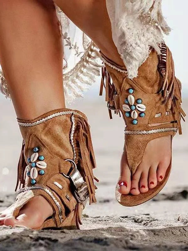 Womens Leopard Print Anti-Slip Flat Sandals Finger Sandals