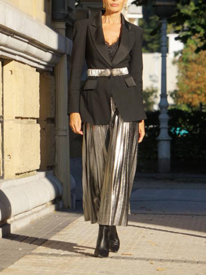 Silver Dynamic Pleated Skirt