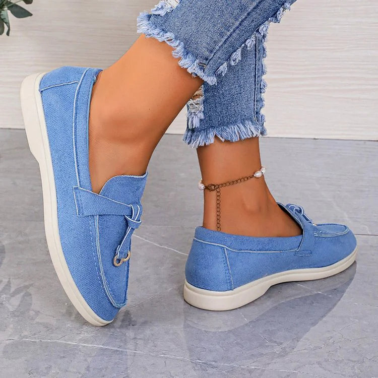 Casual Solid Color Knotted Seam Low-Top Loafers