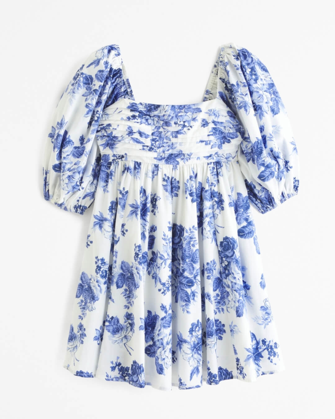 Puff Sleeves High Waist Floral Print Mini Dress