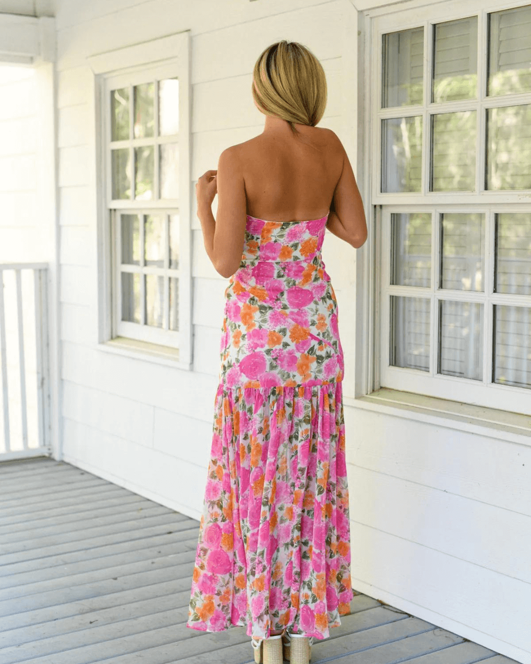 Strapless Floral Maxi Dress