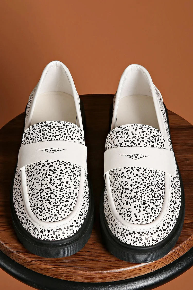 Colorblock Leopard Print Patchwork Round Toe Casual Loafers