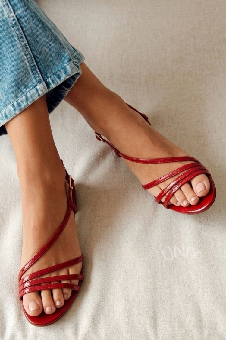Minimalist Red Thin Strappy Open Toe Summer Sandals [Pre Order]