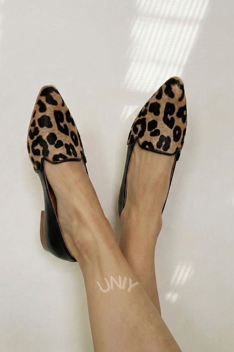 Chic Leopard Print Suede Pointed Toe D'Orsay Flats [Pre Order]