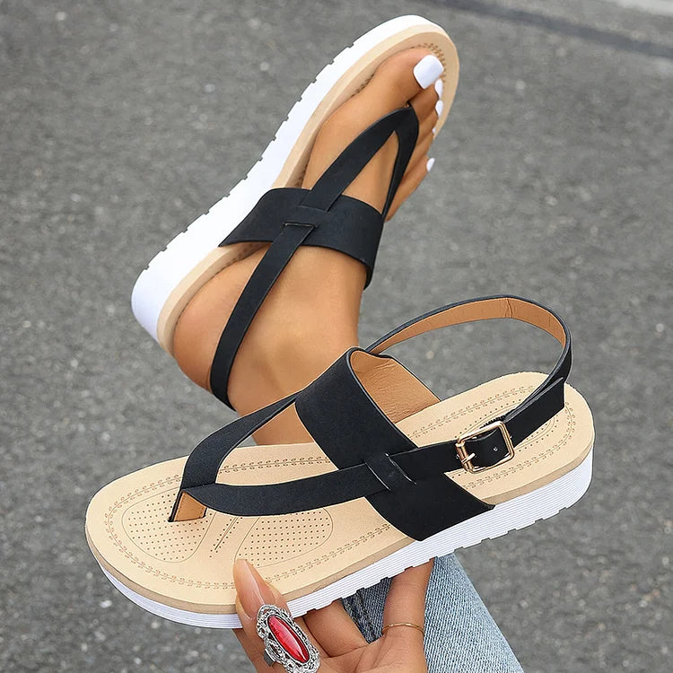 Sandalias casuales con chanclas con plataforma y hebilla con tira trasera 