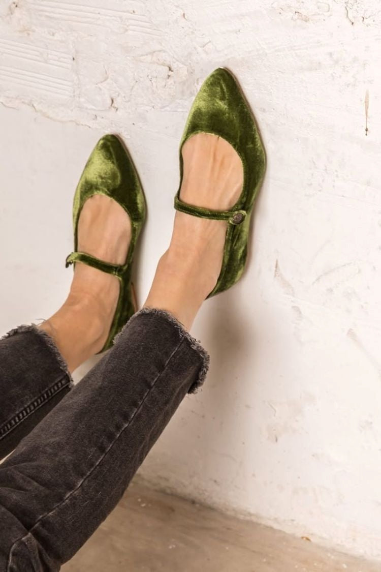 Eleganti e versatili ballerine in velluto tinta unita con punta a punta e cinturino singolo [Pre-ordine] 