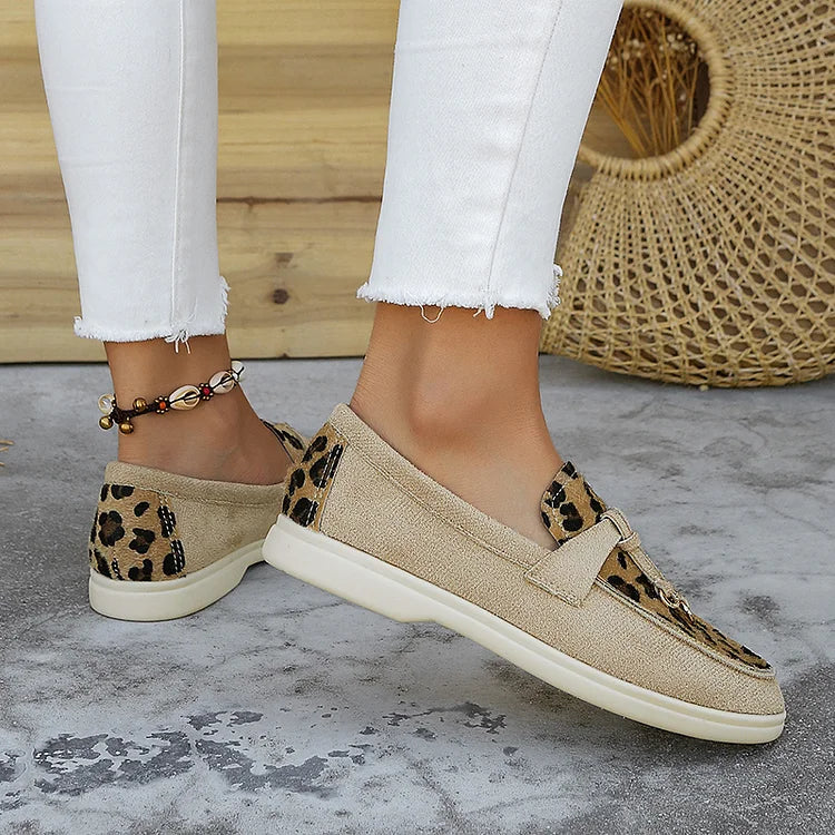 Mocasines retro sin cordones con detalle anudado y estampado de leopardo 