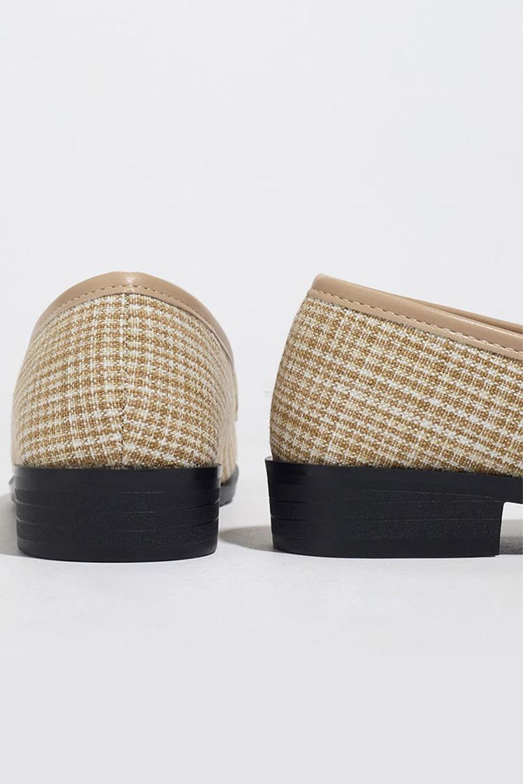 Metall Leopard Kopf Dekor Patchwork Quadratische Zehe Freizeit Slipper