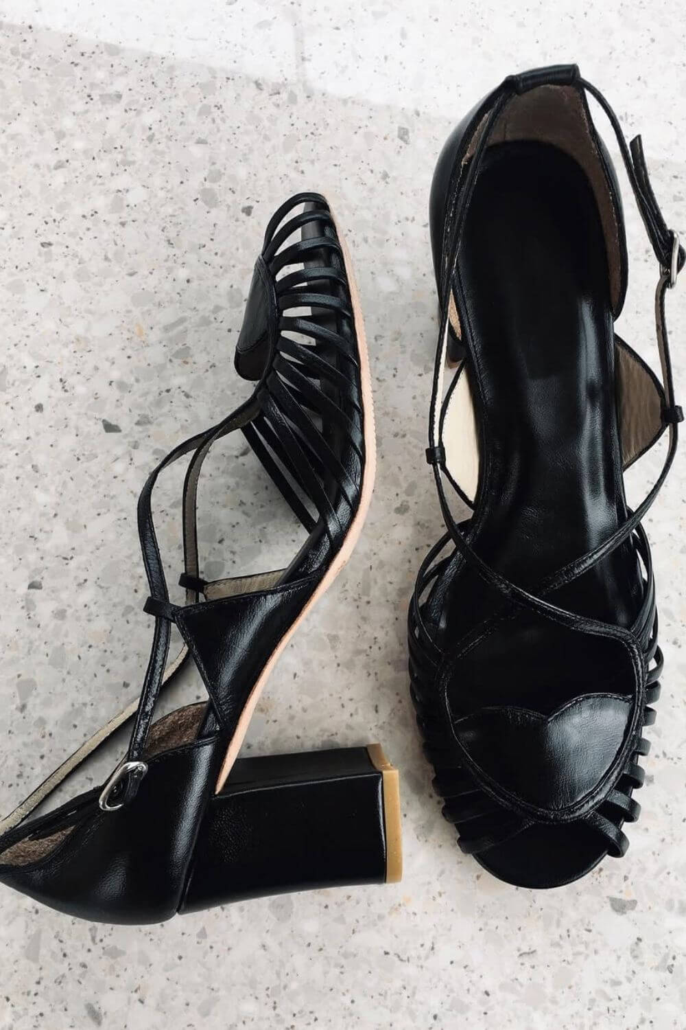 Scarpe con tacco a spillo stile gladiatore nere con lacci e cinturini [Pre-ordine]