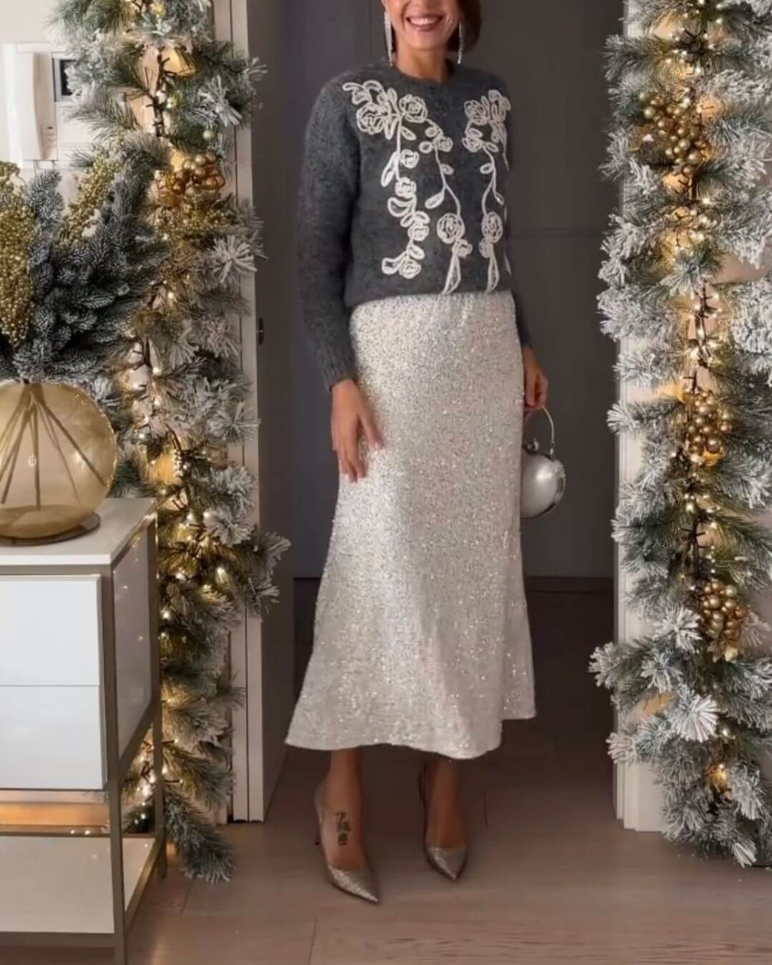 Elegante top in maglia floreale 