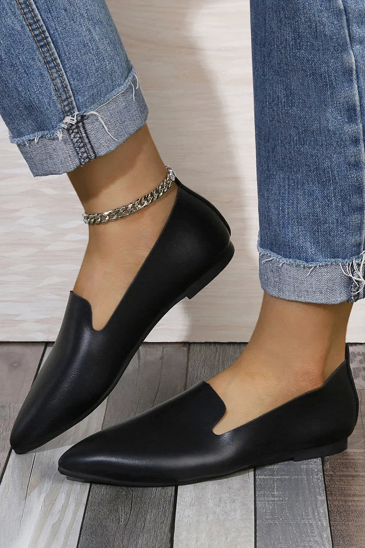 Scarpe basse casual slip-on a punta tinta unita