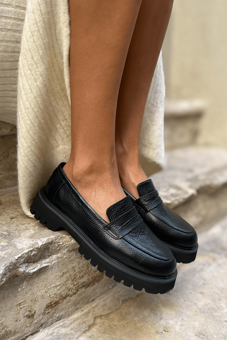 Classic extured Leather Chunky Sole Loafers [Pre Order]