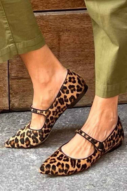 Ballerine Mary Jane a punta con stampa leopardata [Pre-ordine]