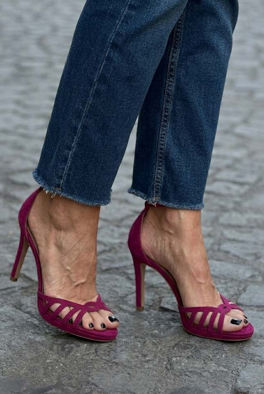 Caged Cutout Peep Toe Stiletto Dress Sandals [Pre Order]