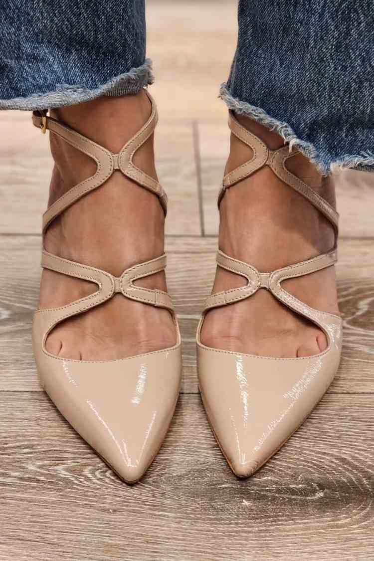 Patent Cross Strap Pointed Toe Heels [Pre Order]