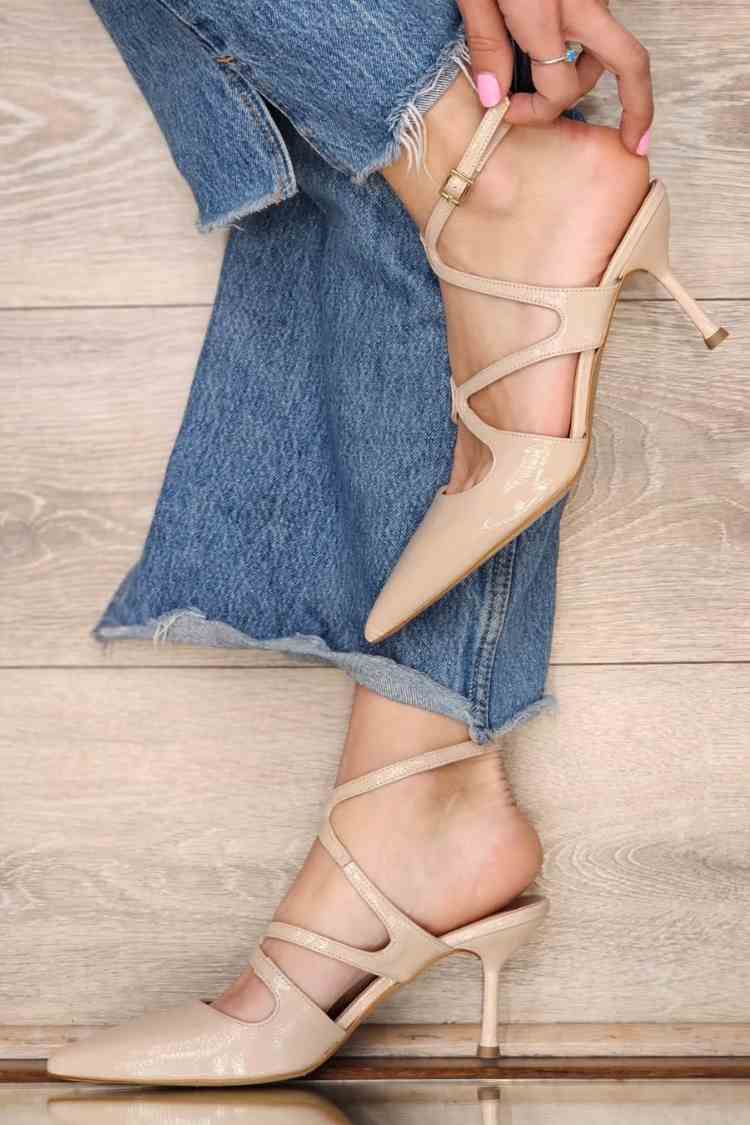 Patent Cross Strap Pointed Toe Heels [Pre Order]