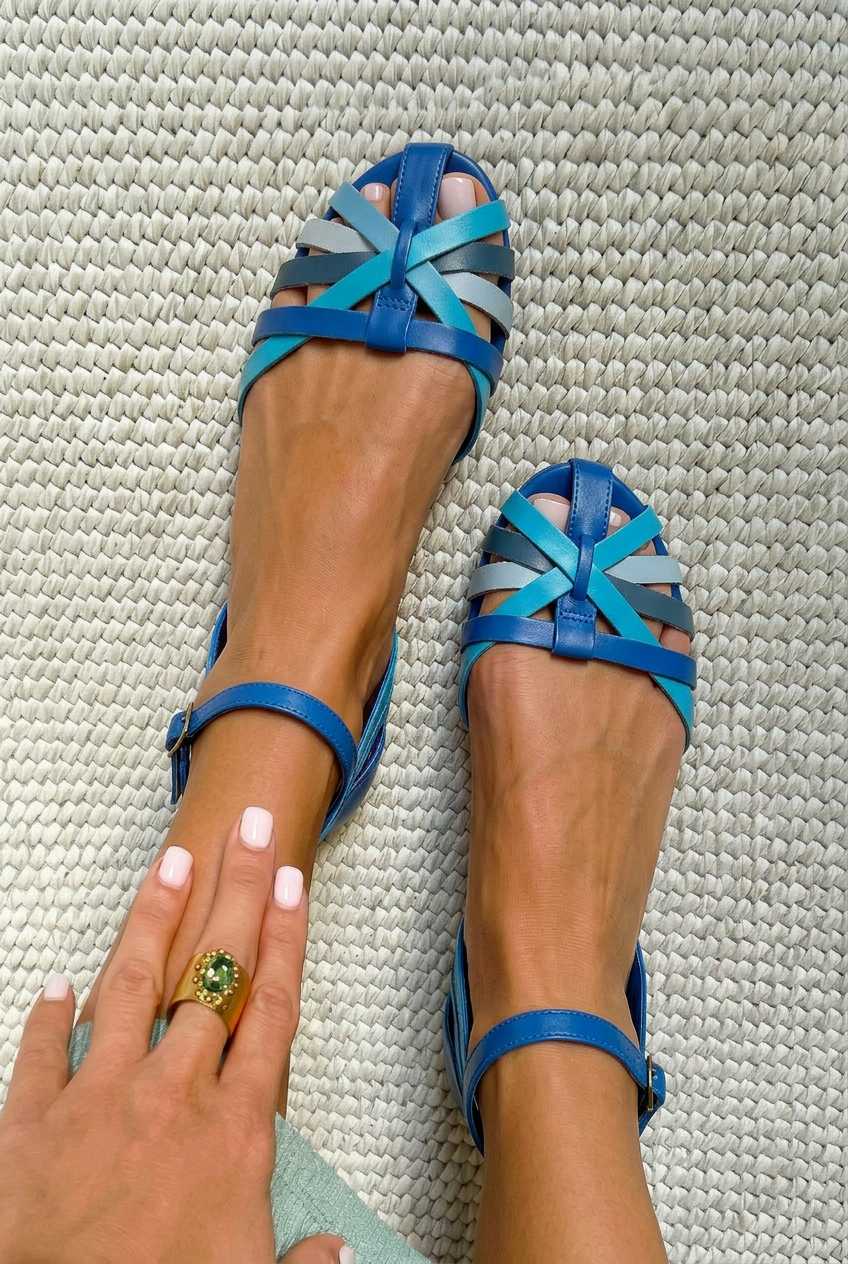 Fisherman Caged Round Toe Ankle Strap Flat Sandals [Pre Order]