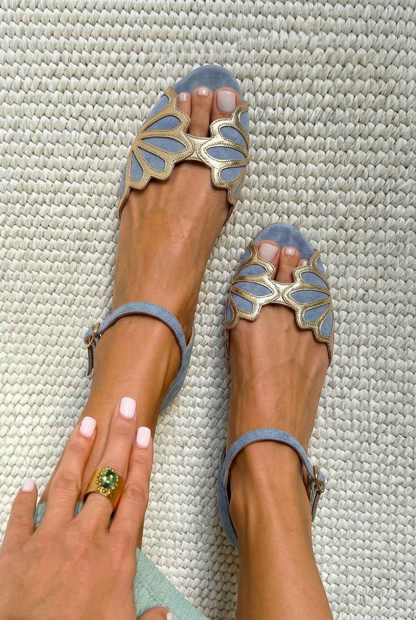 Scalloped Cutout Peep Toe Ankle Strap Sandals [Pre Order]